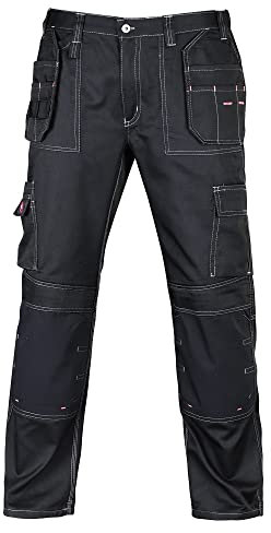 P-H Men’s Work Cargo Trouser Holster Pockets, Multi Pocket Cargo Trouser with Knee pad Pockets Heavy Duty Work Cargo Trouser (Waist 32'' Short, Black), 32W / 29L