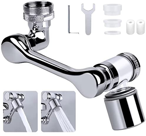 Tielag 1080° Drehbarer Wasserhahn mit Filter, Multifunktionaler Verlängerungshahn, 2 Sprühfunktionen, Strahlregler, 1er-Pack (Messing, Unbehandelt)
