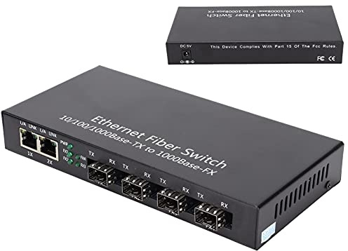Dioche Commutateur Fibre Ethernet Convertisseur de Média Ethernet Convertisseur de Média Ethernet Rj45 10 100 1000M 4 Fibre 2 Ports Monomode Double Fibre pour Ieee802.3Z AB 1000Basesxlx