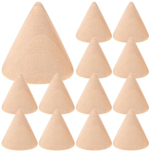 FOMIYES Unfertige Holzkegel 10 Stück Natürliche Holzkegelringhalter Diy Unlackierte zum Basteln von Fingerschmuckständern Leerer Stift Organizer Turm für Mädchen 3. 1Cm