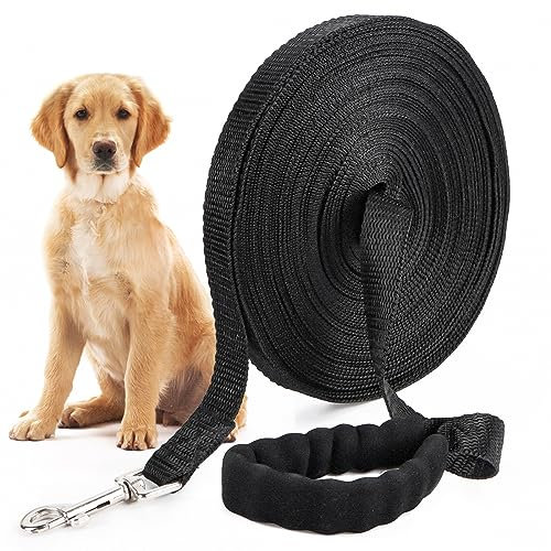 RUNEAY Robuste Hundeleine mit Ein Griff - für Kleine und Große Hunde (20m, Schwarz)