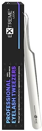 Extreme Look Wimpernpinzette für Wimpernverlängerung | Professionelle Pinzette | L-Förmig gebogene Spitze für Wimpernverlängerung Volumen 2D-7D | Volumen 7 | Lash Extensions Tweezers for Volume