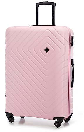 WITTCHEN Cube line Großer Koffer ABS Mit Geometrischer Prägung 4 Lenkrollen Teleskopgriff Kombinationsschloss Reisekoffer Trolley Größe L Hellrosa