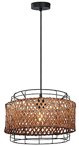 GLOBO Hängelampe Bambus Esstisch Boho Style Pendelleuchte Bambus 1 flammig, Drahtgeflecht, 1x E27 LED warmweiß, DxH 35x120 cm