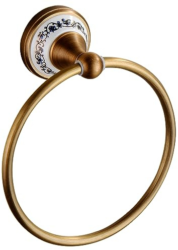 Anneau porte-serviettes en laiton antique pour salle de bain et cuisine, fixation murale, design porcelaine