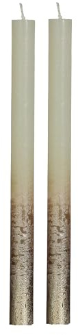 Comforder Middagsljus 2-pack, Droppfria med Guldaccent, 25 cm, 10 h (Creme)