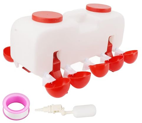 ciciglow Automatischer Hühnertränke, 10 L Großer Geflügelwasserspender mit 10 Schüsseln, Zweireihiges Design, Keine Abfalltrinkbecher für Hühner, Enten und Gänse