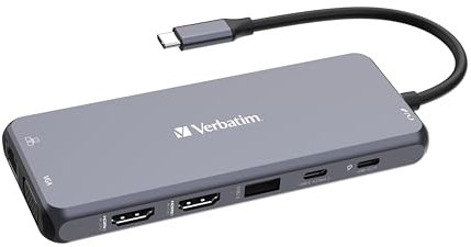 Verbatim USB C Hub 14-in-1, Multiport Adapter USB-C auf HDMI, VGA, RJ45, USBA-A und USB-C PD, mit SD Kartenleser, für Mac, MacBook Pro/Air, iPad Pro, Thinkpad, Windows Computer, Laptop und Co