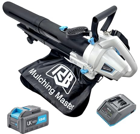 RB 40V Leaf Blower and Vacuum Combo - Powerful Cordless Leaf Vacuum Mulcher with 4.0Ah Battery, 30:1 Mulching, 12L Bag, Adjustable Handle