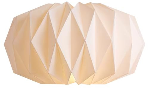 Origami Design Papier Lampenschirm Hängelampe, Nordische Kreativpapier Lampenschirm Deko Papier Laterne Deckenlampen Shad, Moderner Lampen Schirm Rund für Hängelampe (Rund, Weiß)