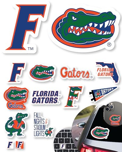 Florida Gators Stickers & Decals 14 Pc Set, UF Car & Water Bottle