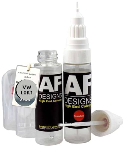 Alex Flittner Designs Lackstift-Set für VW Oryxweiss Perl L0K1 | Lackstift Set geeignet für Farbcode: L0K1 und Farbname: Oryxweiss Perl