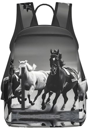 MDATT Laufrucksack, leicht, mit 1 Hauptfach, Schultertasche, Wandertasche, Schwarz und Weiß, Schwarz, Einheitsgröße