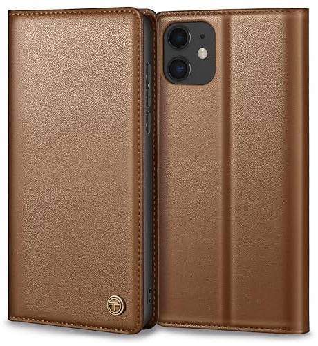 Thorhülle Handyhülle für iPhone 12/12 Pro Hülle, Premium Lederhülle Schutzhülle Tasche für iPhone 12/12 Pro Hülle Wallet Kartenfach Standfunktion Klappbar Flip Case für iPhone 12 Hülle, Braun