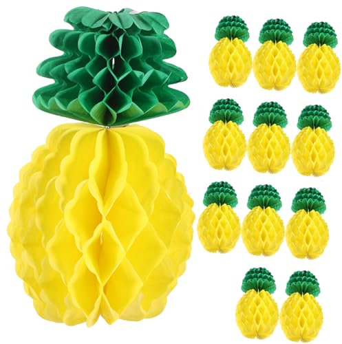 PRETYZOOM 9 Stück Waben-Ananas-papierdekorationen Einzigartige Hängedekoration in Fruchtform Für Weihnachten Partydekorationen Heimdekoration