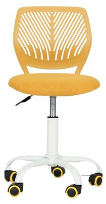 FurnitureR Set of 1 Desk Chair, Adjustable Height Task Chair, Swivel Chair with Small Hole Backrest Design for Bedroom Study Room, Yellow