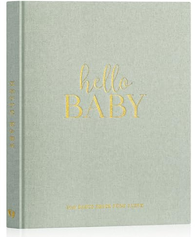 Lanpn Hello Baby Journal de naissance 5 ans pour filles et garçons – Journal de bébé à couverture rigide en lin pour entrer dans un livre de bébé pour les nouveaux parents – Album bébé – Livre de
