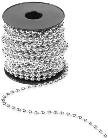 Collier de Perles pour Sapin de Noël - 10 m - Argenté - Guirlande de Noël - Décoration pour Mariage et Bricolage