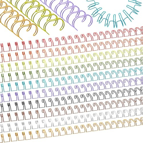 MorningRo 100 Pcs Metal Double Loop Binding Wires 9/16 Bulk Cinch Binding Wires Double Spiral Binding Ring Coil 10 Colors Twin Binding Spines Combs 23 Holes 2: 1 Pitch Cinch Binding Machine Wire