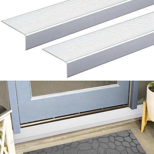 Yaocom 2 Pcs 36 x 2-3/4 x 1-1/5 Door Thresholds for Exterior Doors Aluminum Window Door Sills Edging Ledge Guard Protectors Sill Nosing Stainless Steel Non-Slip Strip for Door Window Sills Edge