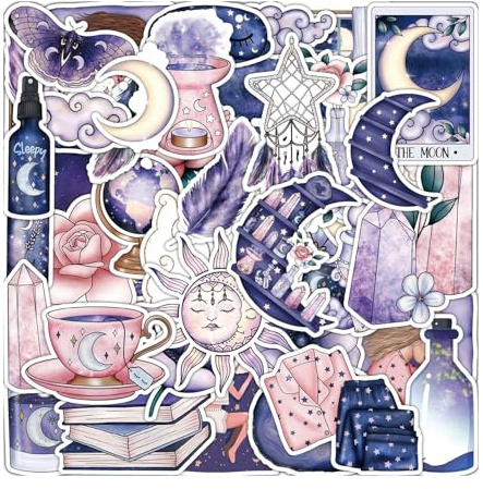 Luckious 100 PCS Iridescent Magic Moon Graffiti Stickers Waterproof Decorative Stickers for DIY Phone Cases,Laptops,and More,Removable Without Residue