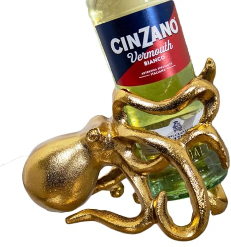 Darthome Gold Octopus Wine Holder Metal Modern Nautical Kitchen Table Single Bottle Stand