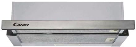 Candy CBT625/2X/1/4U, Campana Telescópica 60 CM, 2 Niveles de Potencia, 332,1M3/H, Filtro de Carbón, Panel Aluminio Antigrasa, Iluminación LED, 64DB, Inox