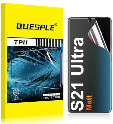 QUESPLE [2 Stück] Matt Schutzfolie für Samsung Galaxy S21 Ultra 5G, Anti-Fingerabdruck, Blendschutz Matte Weich TPU Folie, Ultra-Klar Fingerabdruck-ID Unterstützen Displayschutzfolie