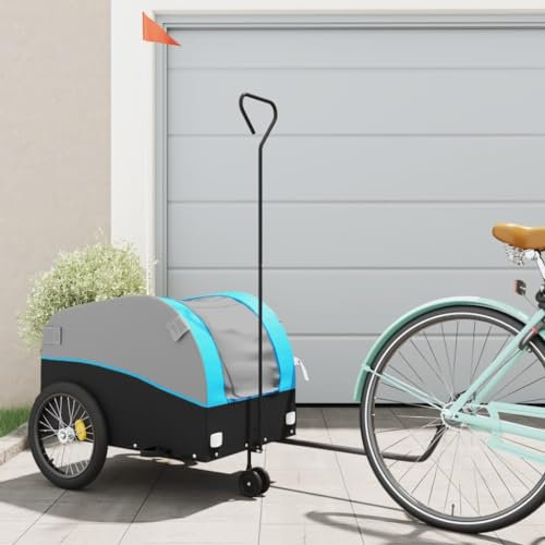 Xichuzi Fahrradanhänger Schwarz und Blau 45 kg Eisen, Fahrrad Anhänger, Lastenanhänger, Handwagen, Fahrrad-lastenanhänger, Lastenfahrrad - 94149