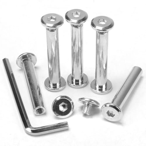 KINDPMA 35 Set M6*40mm Viti di Collegamento con Manicotto (Viti +Dadi a Manica), Vite per Mobili in Acciaio Inox con Chiave Esagonale per Armadi, Tavole di Legno, Maniglia Della Porta