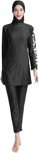 SUYUKU Muslimischer Badeanzug für Damen 3-teilige Muslimische Bademode Hijab Anzug Frauen islamischer Badeanzug Langarm Schwimmen Burkini Kostüm UV-Schutz Bademode Anzug S - 6XL