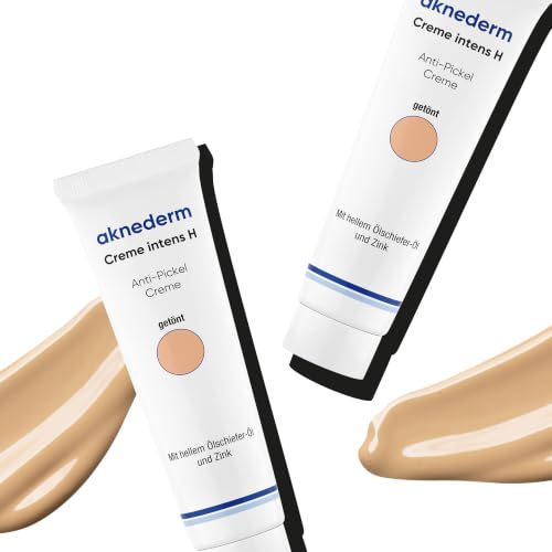 aknederm Creme intens H 60g - Anti-Pickel Creme mit Ölschiefer-Öl und Zink, hautgetönte Intensiv-Pflege zur punktuellen Behandlung bei akuten stark ausgeprägten Hautunreinheiten, getönte Gesichtscreme