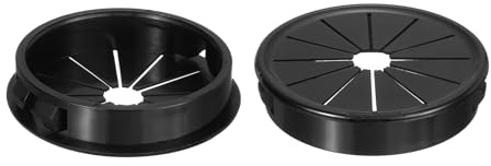 sourcing map 4Pcs Desk Grommet Black, Snap Bushing Grommet With Shutter for Holes with 1.97(50mm) Mounting, Round Nylon Snap in Cable Desk Grommet for Cables and Cords Management