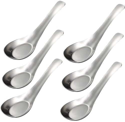 Ciieeo 6 Pièces cuillère plate en acier inoxydable tasses à mesurer cuiller à soupe apéritif poêle cuillère à glace s à glace réutilisable multifonction Silver