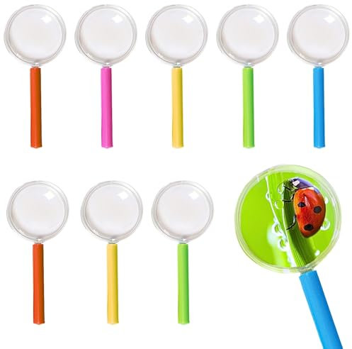 KEYRI 9 Stück Lupe, Vergrößerungsglas zum Lesen, Mini-Lupe mit Griff, zum Lesen von Büchern, Wissenschaft, Insekten, Kunsthandwerk
