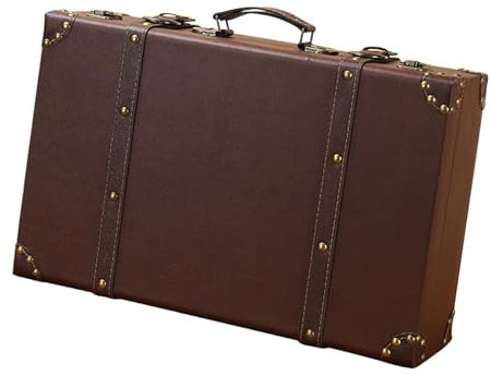 Hattba Elegante Leder-Holz-Reisebox, dekorative Kleideraufbewahrung, Koffer, praktische Foto-Requisiten, Sammlerstück, Gepäck