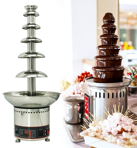 GESAIDES Fontaine à Chocolat, Fontaine à Fondue au Chocolat, pour Fête, Anniversaire, Mariage, Chocolat, Nachos, Fromage, Sauce Barbecue, liqueurs,6tiers