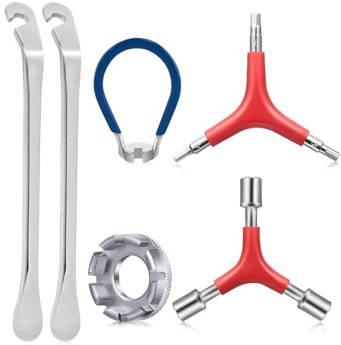 FULHANY 6 PièCes Clé à Rayons - Accessoire Velo - Kit Reparation Velo - Outils Pour Bicyclettes Pour Le Centrage Et La RéParation, Conception Compacte Pour L'Entretien Du VéHicule Pendant Les Trajets