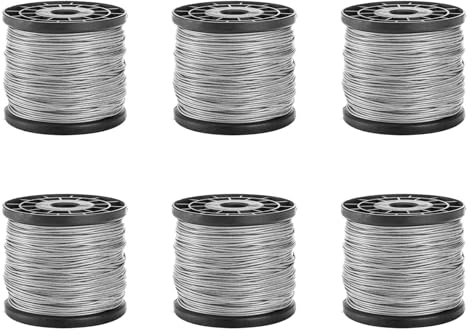 Booso 6X Cable de Alambre de 1/16 Pulgadas X 500 Pies, Cable de AvióN de Cuerda Trenzada de Alambre para Tendedero Al Aire Libre, Enrejado,