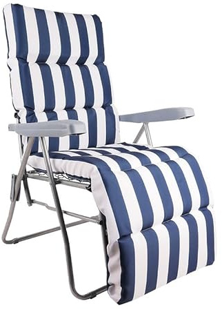 Groundlevel Garden Gravity Chair with Stripe Cushion Adjustable Recliner