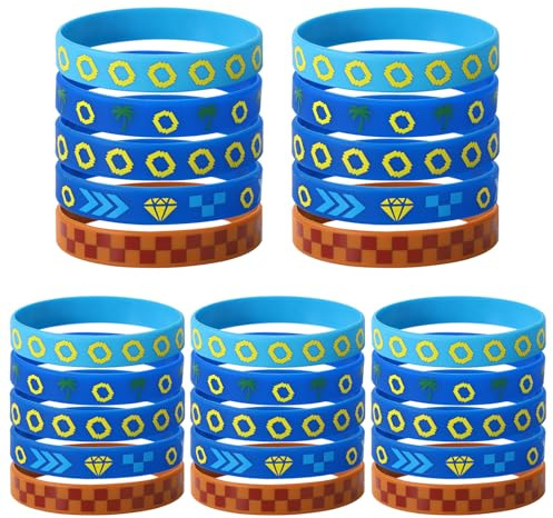 SAVITA 25 Braccialetti in Silicone con Anello Blu, Riutilizzabili a Tema Cartoni Animati per Feste di Compleanno e Feste per Bambini (5 Stili)