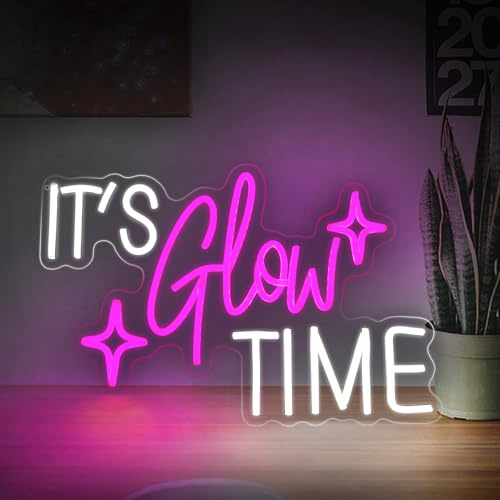 It's Glow Time Neon-Schild, 42,5 x 28 cm, USB-betriebene LED-Neonleuchten für Wanddekoration, Wandleuchte für Spielzimmer, Schlafzimmer, Bar, Party Dekoration