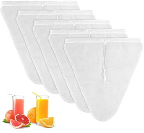 Sacchetti per latte di noci con 5 pezzi per latte di noci biologico e latte vegetale – Panno multiuso per formaggi fatti in casa, succo di frutta e succo di verdura (sacchetto a forma di V (30 x 30 cm