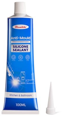 Realth Mögel för kök/badrum antimögel 100 ml | transparent | långa sanitära silikontätningar | hållbarhet på flera | toalettduschar kakel bänkskivor fönster