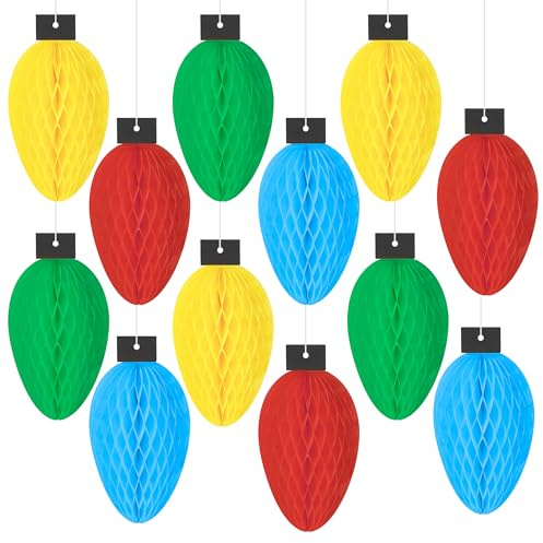 Yesaler Weihnachtslicht Wabenkugel Papier Weihnachtskugeln Wabenbälle Deko Bunt Hängende Papierlaternen Ornament für Weihnachtsdekoration 12 Stück