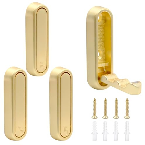 AMJKEJI 2 stycken klädkrokar vägg, guld vikbar klädkrok 90° vikbar krok zinklegering väggkrok platsbesparande för hem sovrum badrum kök kontor