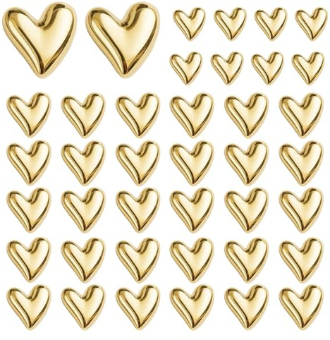 Tmefoy 20 Stück Goldene Herz Kühlschrankmagnete, 3D Dekorative Magnete für Magnettafel, Whiteboard, Kühlschrank, Kalender, Küche, Büro & Klassenzimmer