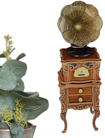 Miniatur Phonograph Mini - Puppenhaus Möbel, Sound Mini Grammophone Modell, Kinder Bücherregal Bücherregal Vitrine Schreibtisch Fenster, Schweller, Schminktisch, Nachttisch Dekoratives Sammlerstück