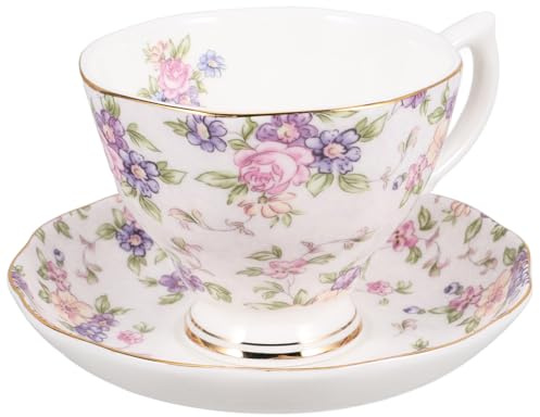 SHINEOFI Set di Tazze da Caffè Vintage in Porcellana Fine Piattino e Vassoio Stoviglie Chic per Tè Pomeridiano Decorazione da Tavola Elegante per Cucina e Ristorazione