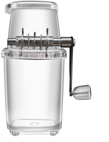 Broyeur à glace manuel pour raser la glace pour cônes de neige et friandises - Manivelle manuelle avec élément de tranchage en acier inoxydable - Capacité de 1,25 l (transparent)